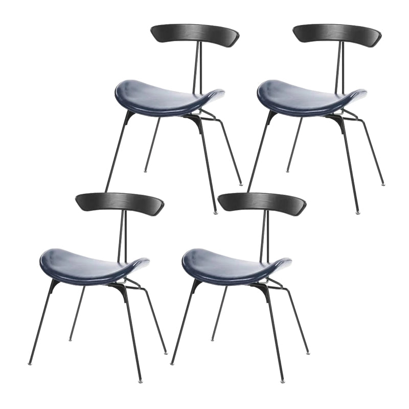 Black Iron Legs Dining Chairs Industrial Armless Dining Side Chair