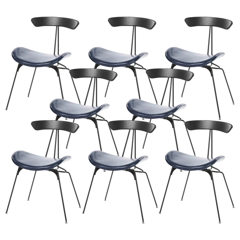 Black Iron Legs Dining Chairs Industrial Armless Dining Side Chair