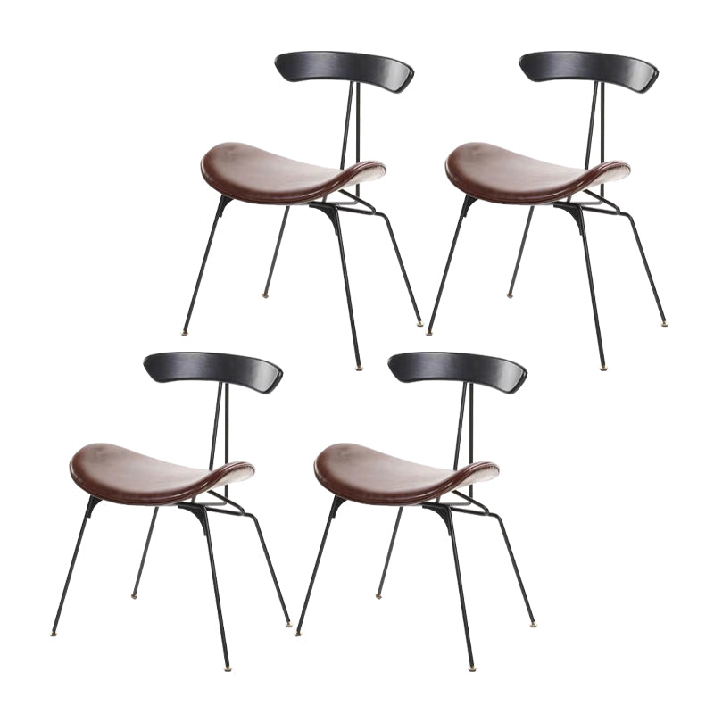 Black Iron Legs Dining Chairs Industrial Armless Dining Side Chair