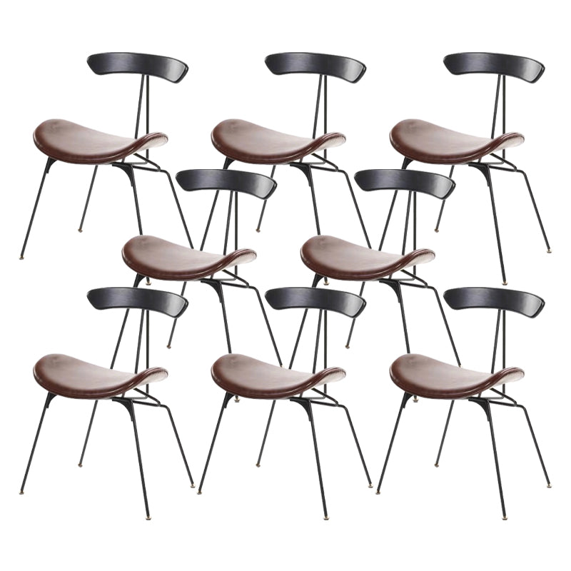 Black Iron Legs Dining Chairs Industrial Armless Dining Side Chair