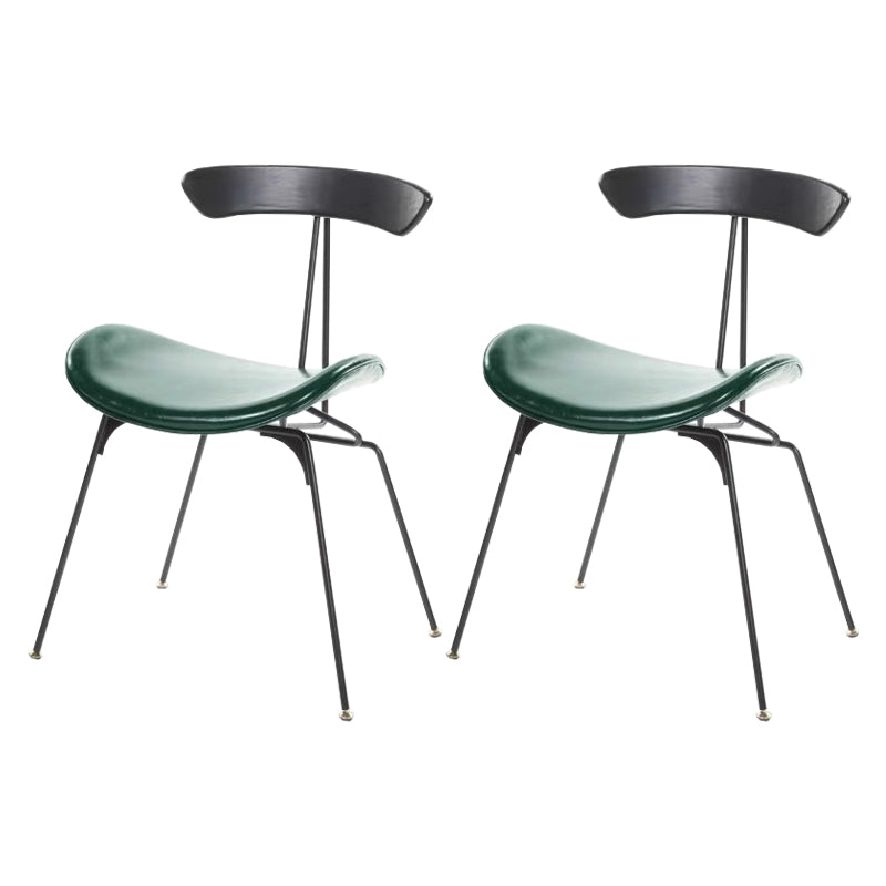 Black Iron Legs Dining Chairs Industrial Armless Dining Side Chair