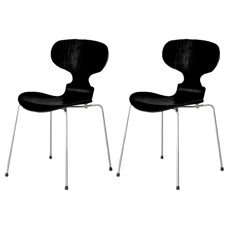 Stackable Armless Dining Chairs Contemporary Low Back Dining Side Chair