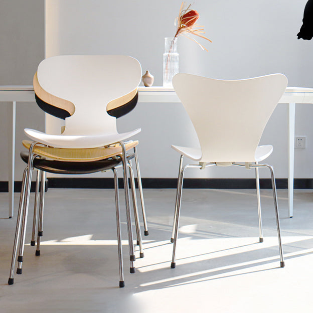 Stackable Armless Dining Chairs Contemporary Low Back Dining Side Chair