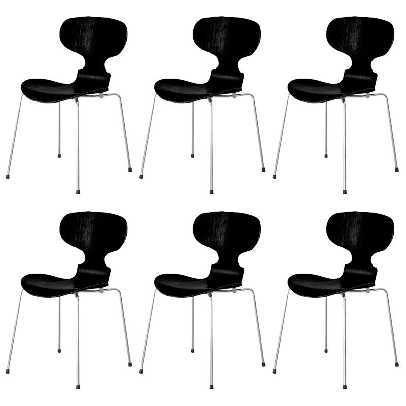 Stackable Armless Dining Chairs Contemporary Low Back Dining Side Chair