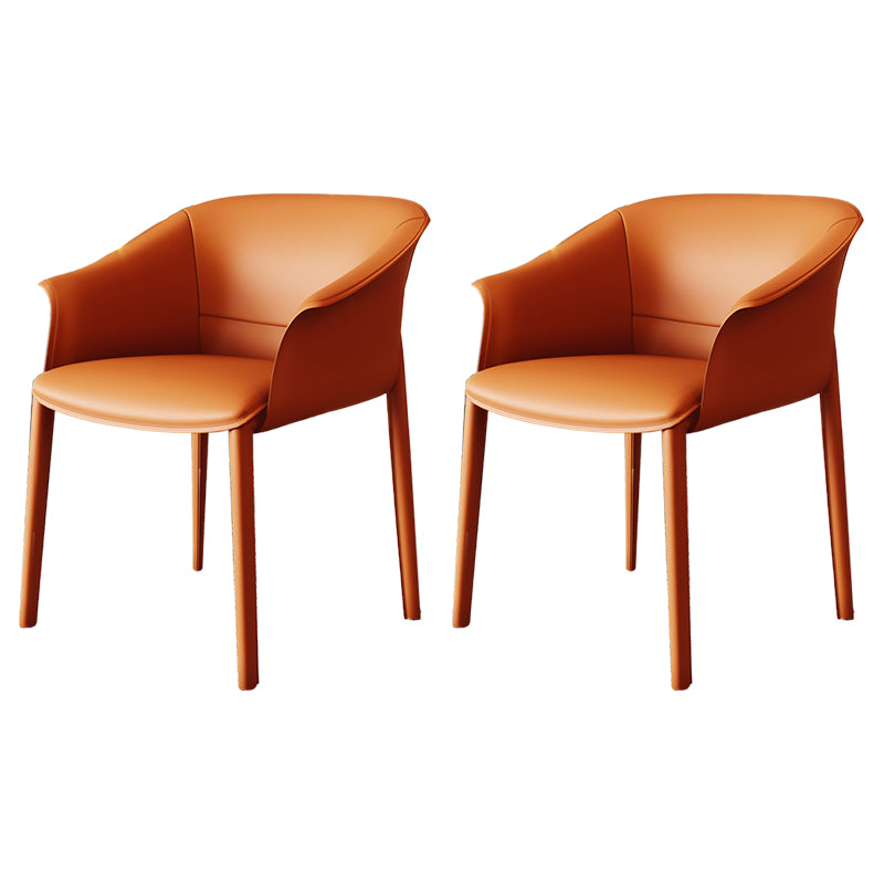 Contemporary Arm Dining Chairs Faux Leather Low Back Dining Side Chair