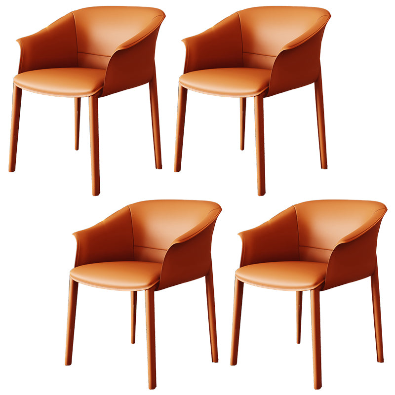 Contemporary Arm Dining Chairs Faux Leather Low Back Dining Side Chair