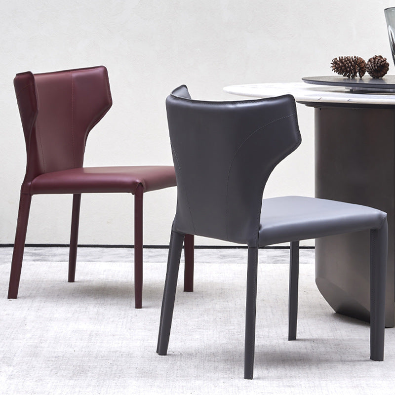 Wingback Side Chair Faux Leather Armless Dining Chairs for Home