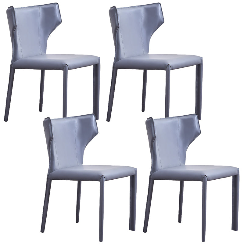 Wingback Side Chair Faux Leather Armless Dining Chairs for Home