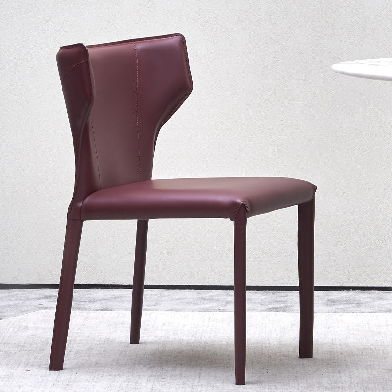 Wingback Side Chair Faux Leather Armless Dining Chairs for Home