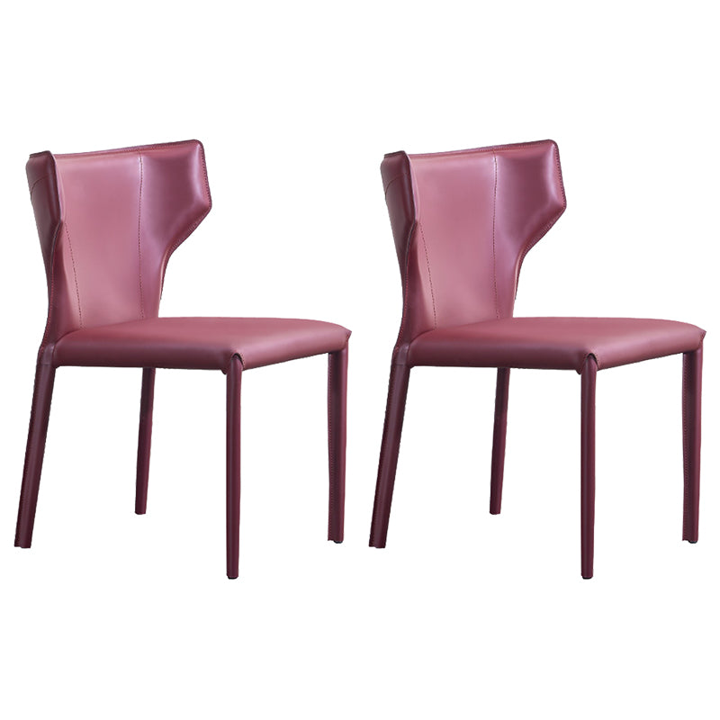 Wingback Side Chair Faux Leather Armless Dining Chairs for Home