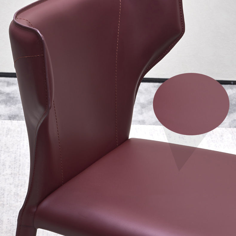 Wingback Side Chair Faux Leather Armless Dining Chairs for Home