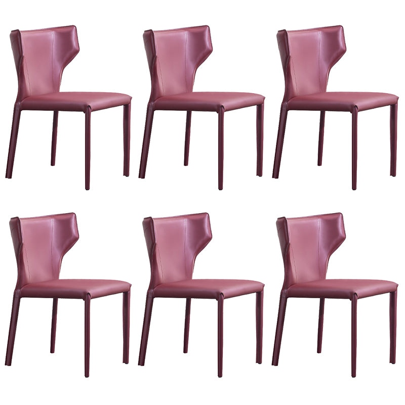 Wingback Side Chair Faux Leather Armless Dining Chairs for Home