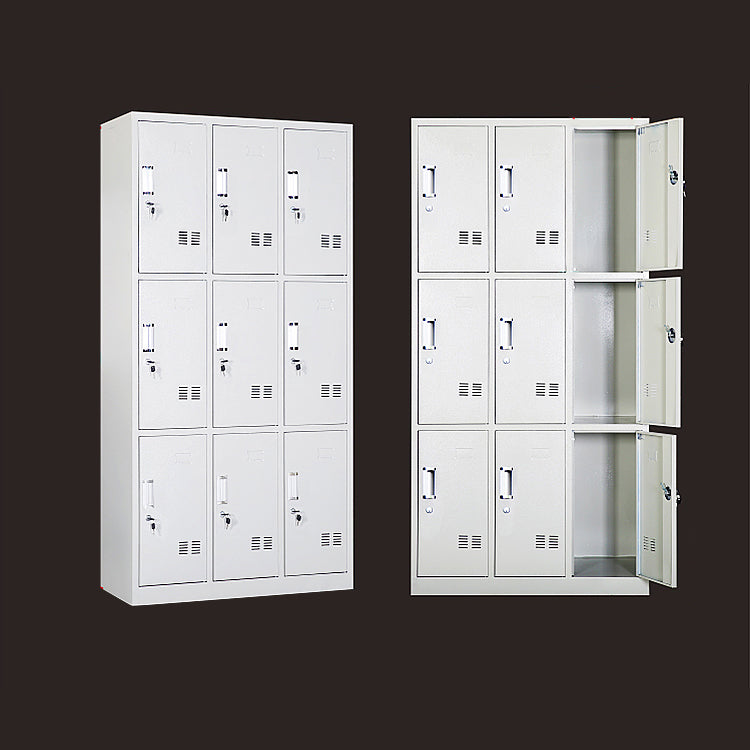 Gray Cabinet with Metal Door Modern Hinged Door Storage Cabinet for Home