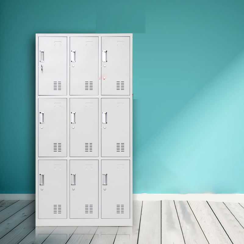 Gray Cabinet with Metal Door Modern Hinged Door Storage Cabinet for Home