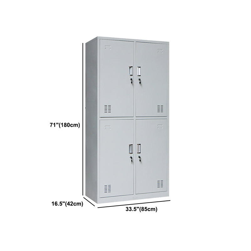 Gray Cabinet with Metal Door Modern Hinged Door Storage Cabinet for Home