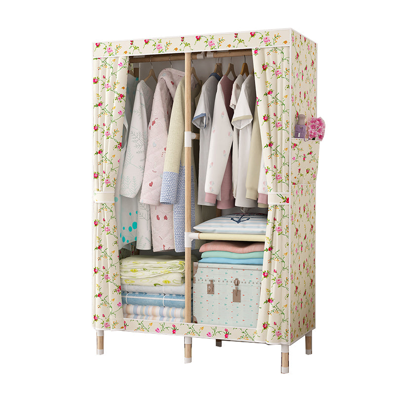 Modern Style Wardrobe Armoire Meringue Wood Frame Wardrobe,33.5"L x 17.7"W x 63"H