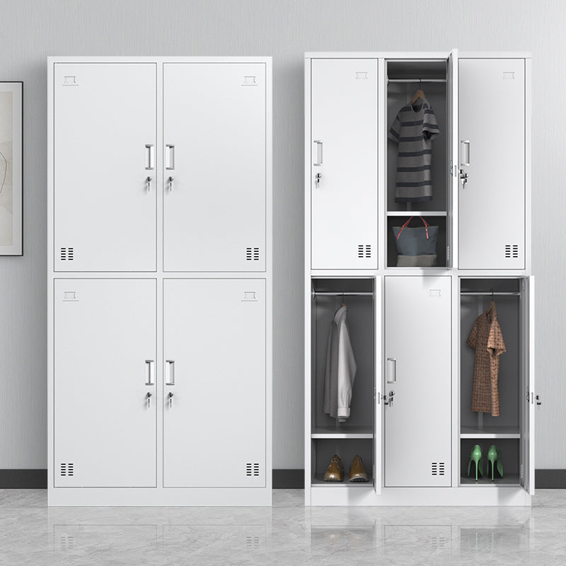 Contemporary Steel Storage Cabinet White Metal Hinged Door Cabinet