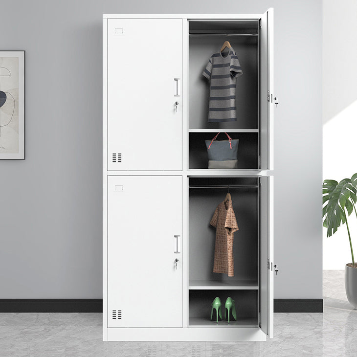 Contemporary Steel Storage Cabinet White Metal Hinged Door Cabinet