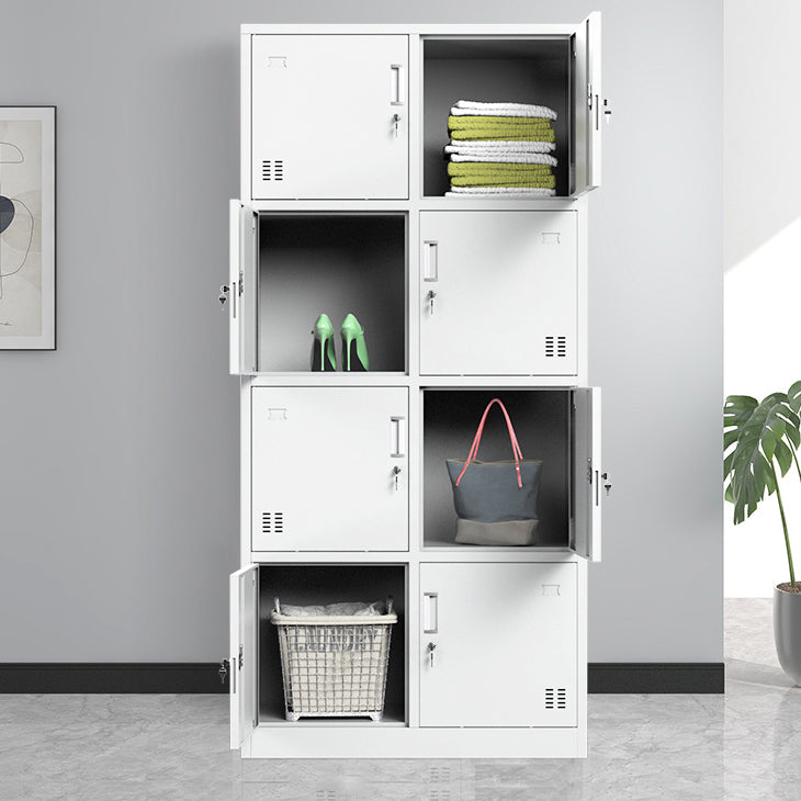 Contemporary Steel Storage Cabinet White Metal Hinged Door Cabinet