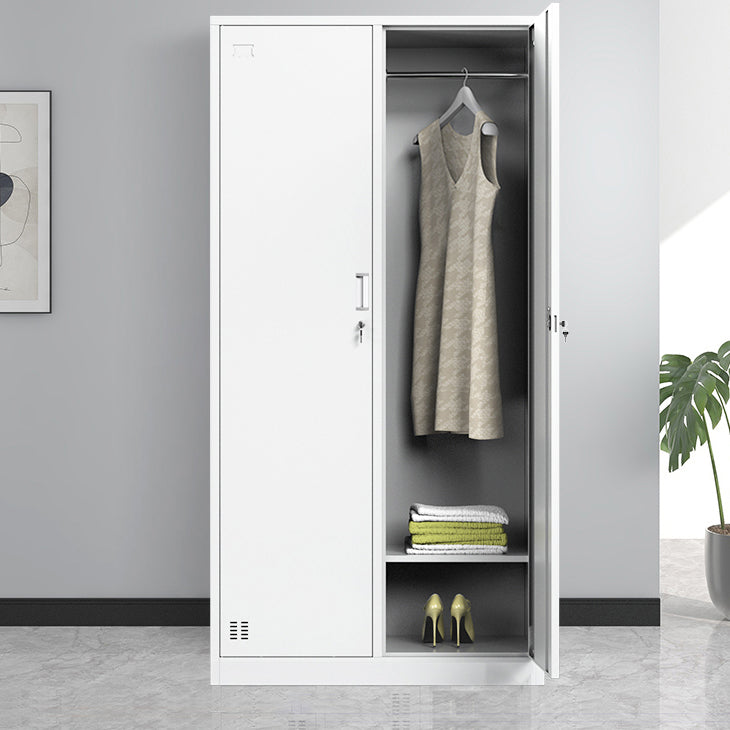 Contemporary Steel Storage Cabinet White Metal Hinged Door Cabinet