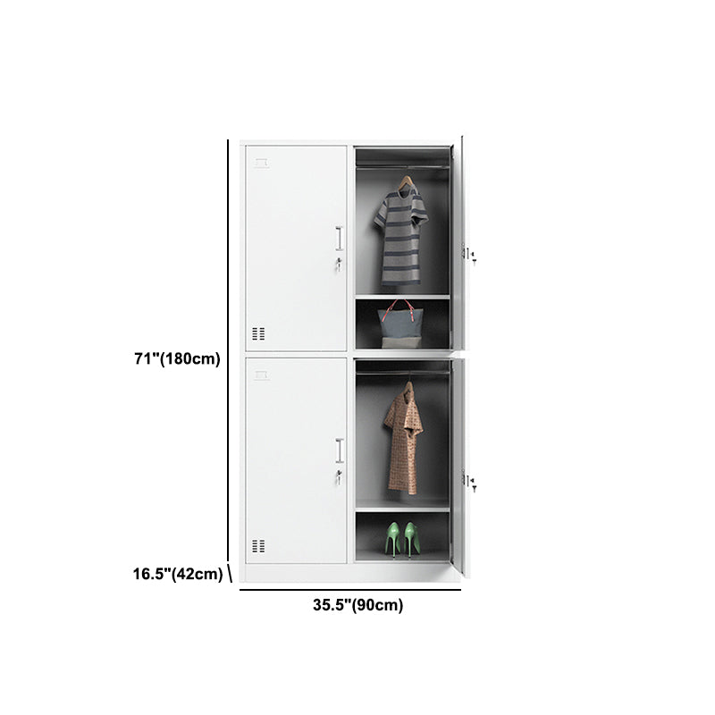 Contemporary Steel Storage Cabinet White Metal Hinged Door Cabinet
