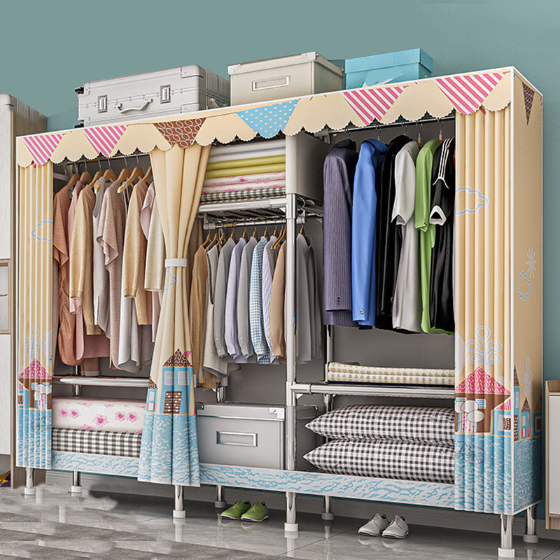 Stainless steel Frame Wardrobe Armoire Modern Home Wardrobe Cabinet