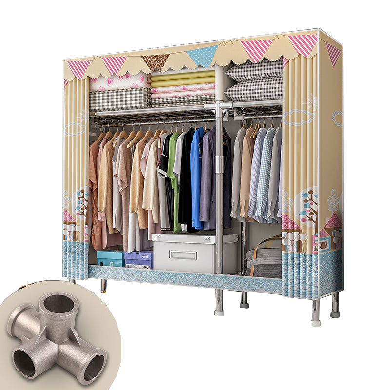 Stainless steel Frame Wardrobe Armoire Modern Home Wardrobe Cabinet