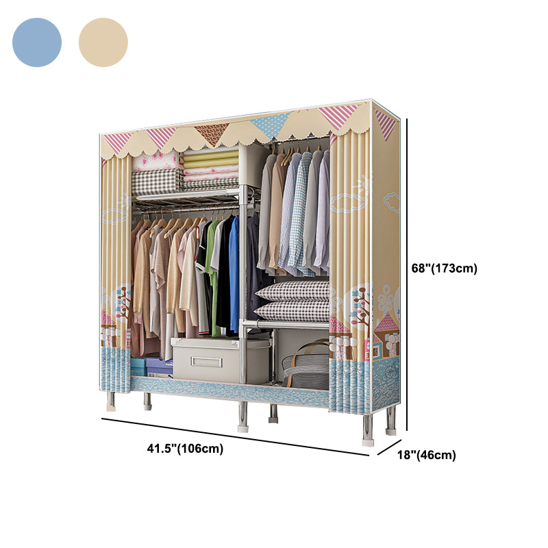 Stainless steel Frame Wardrobe Armoire Modern Home Wardrobe Cabinet