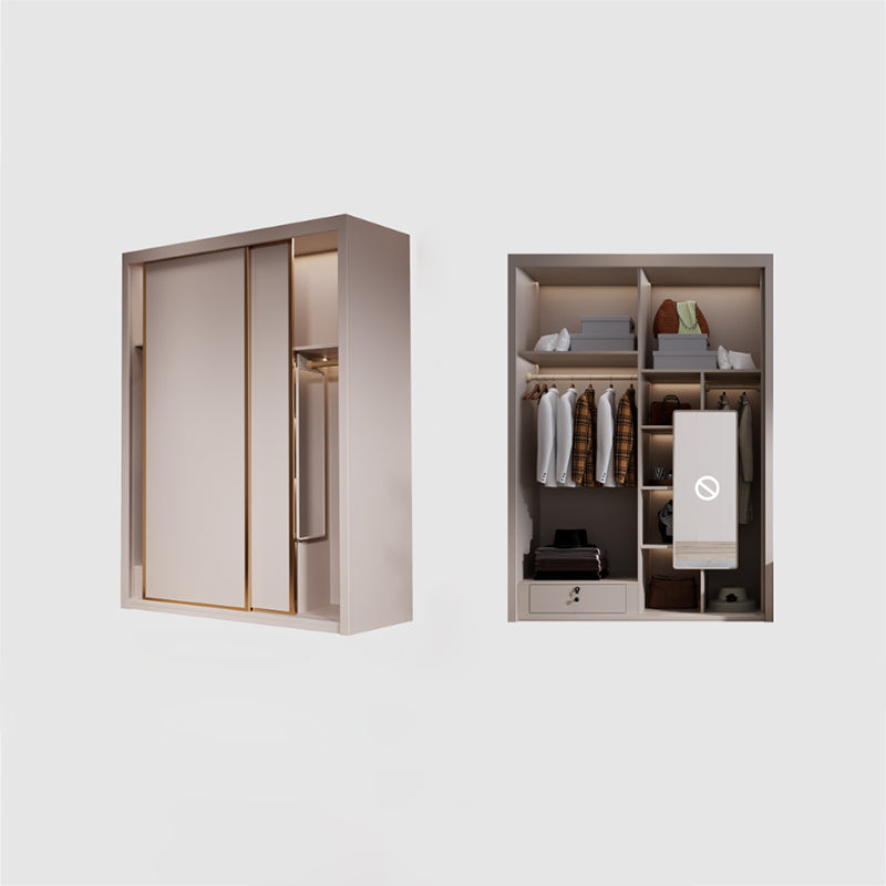 Engineered Wood Wardrobe Armoire Modern Style Wardrobe with Mirror