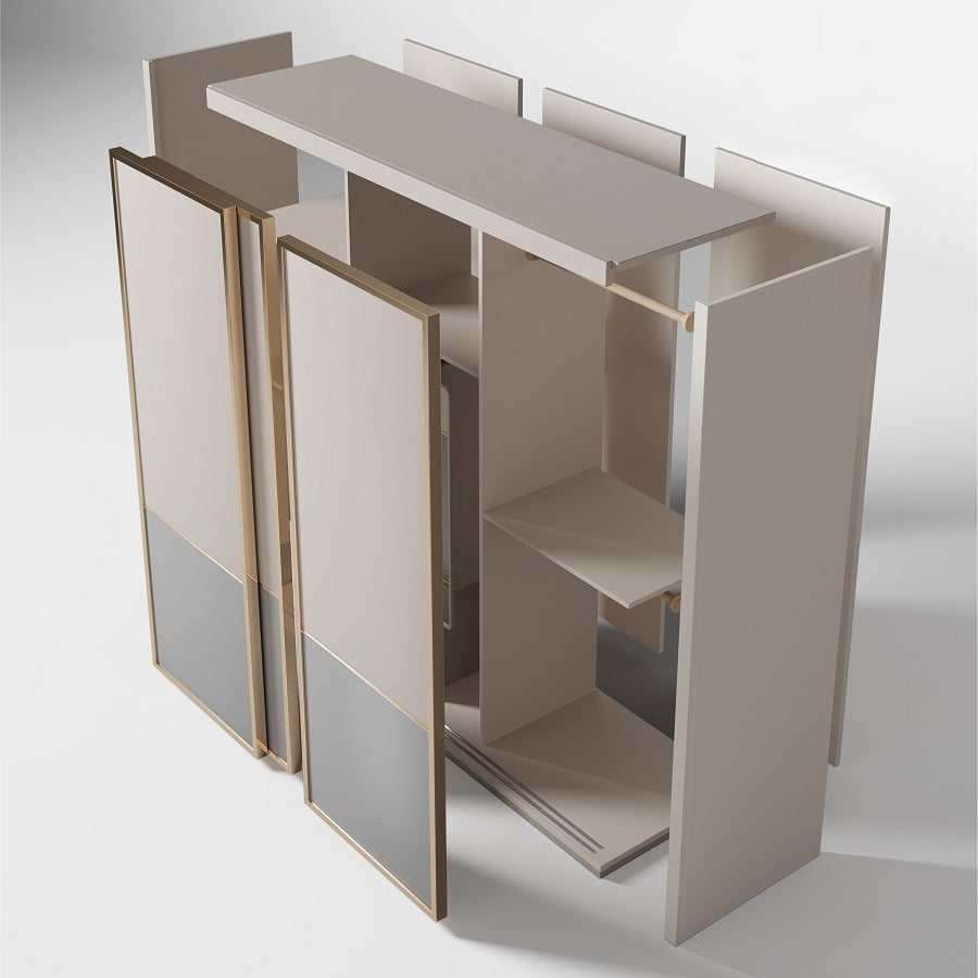 Engineered Wood Wardrobe Armoire Modern Style Wardrobe with Mirror