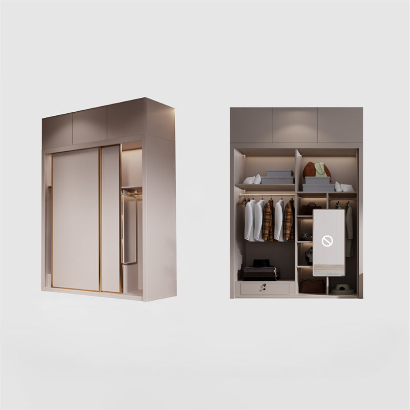 Engineered Wood Wardrobe Armoire Modern Style Wardrobe with Mirror
