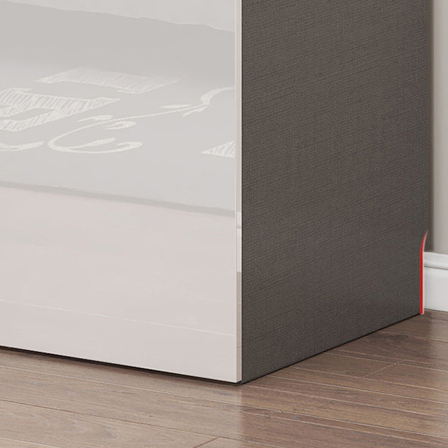 White Mirrored Finish Wardrobe Armoire Engineered Wood Wardrobe Cabinet