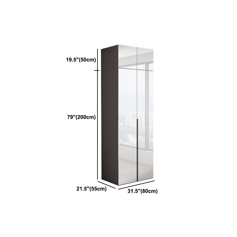 White Mirrored Finish Wardrobe Armoire Engineered Wood Wardrobe Cabinet