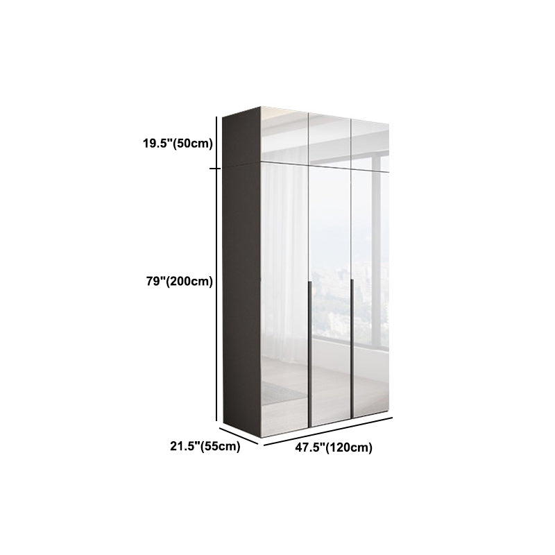 White Mirrored Finish Wardrobe Armoire Engineered Wood Wardrobe Cabinet