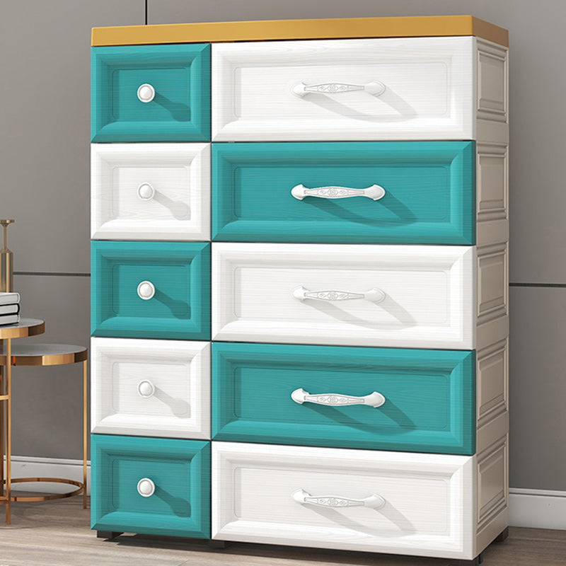 Modern Style Non-Hanging Armoire Plastic Home Cabinet with 10 Drawers
