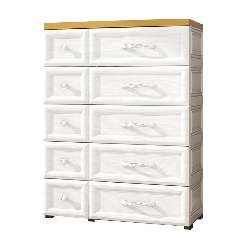Modern Style Non-Hanging Armoire Plastic Home Cabinet with 10 Drawers