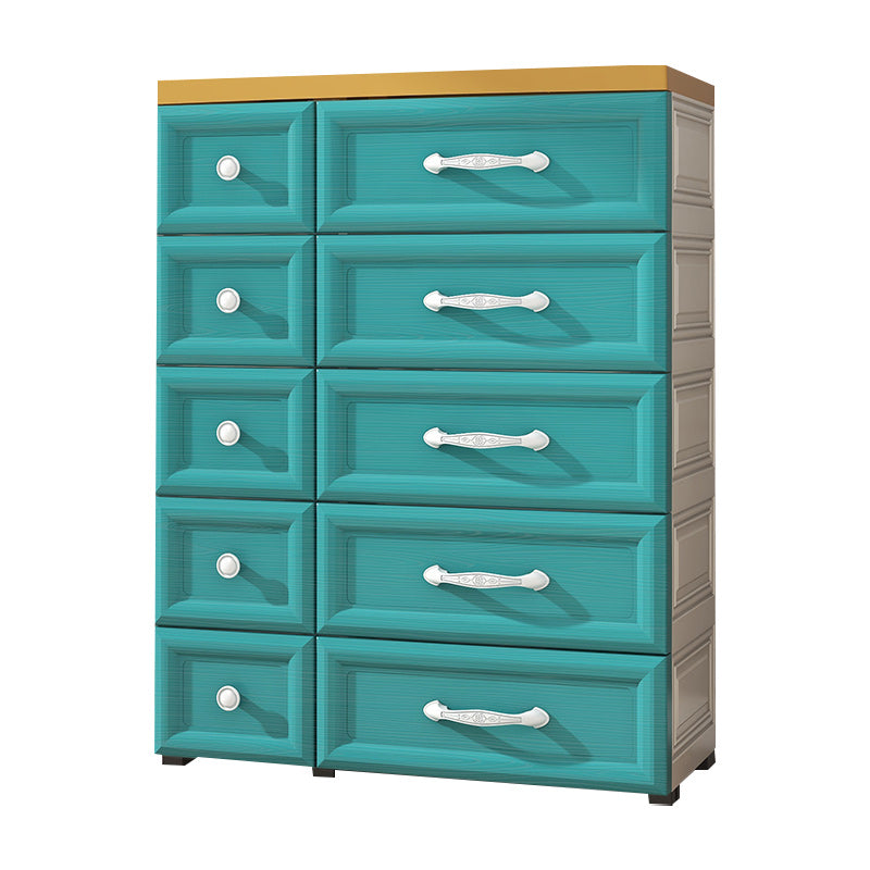 Modern Style Non-Hanging Armoire Plastic Home Cabinet with 10 Drawers