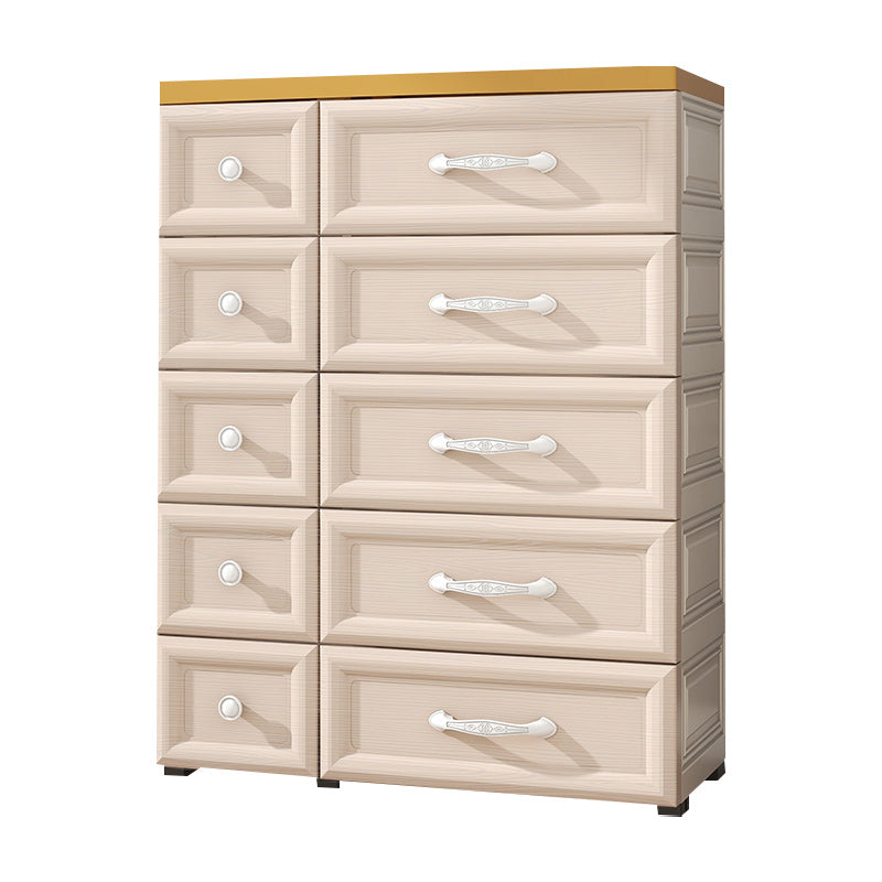 Modern Style Non-Hanging Armoire Plastic Home Cabinet with 10 Drawers