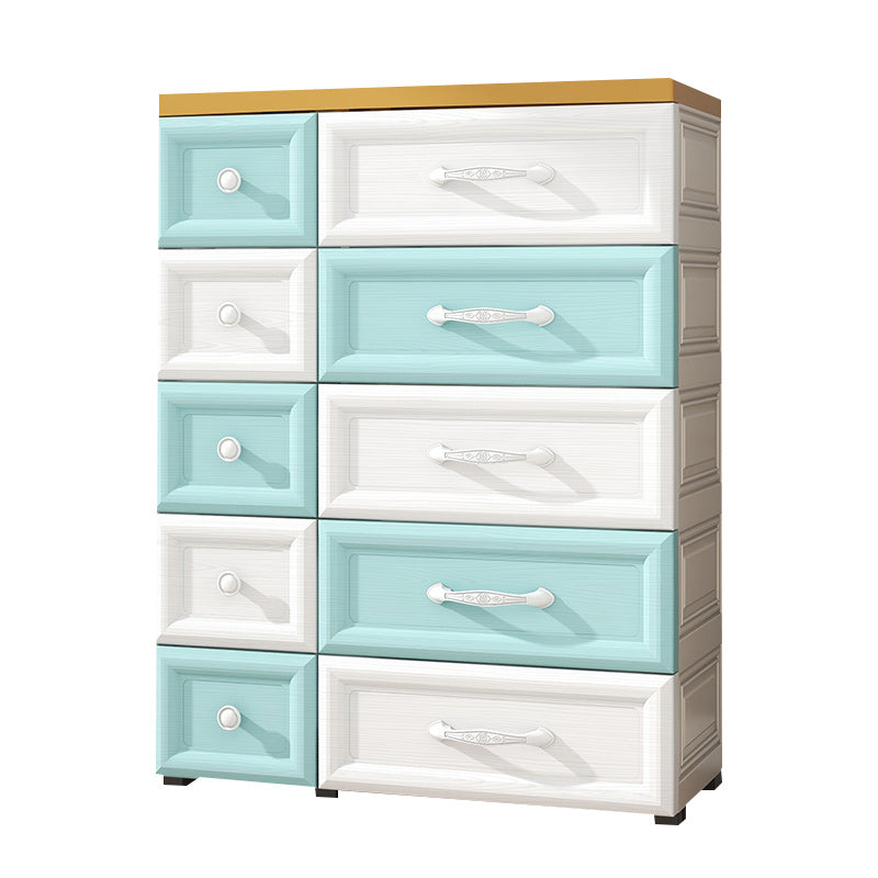 Modern Style Non-Hanging Armoire Plastic Home Cabinet with 10 Drawers