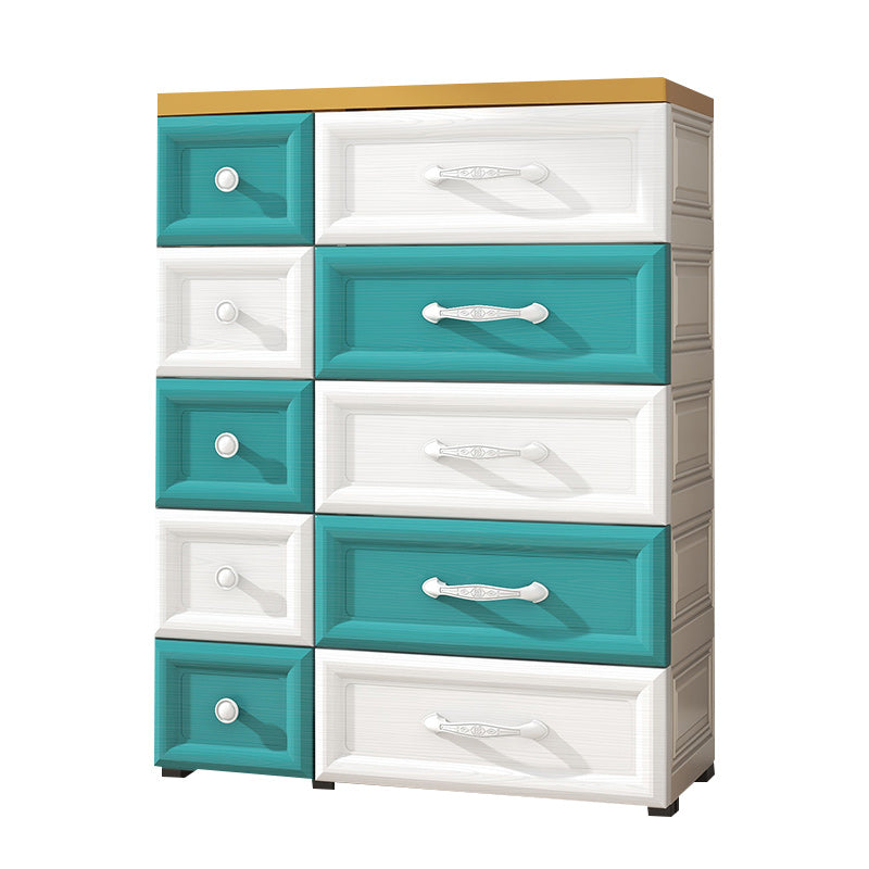 Modern Style Non-Hanging Armoire Plastic Home Cabinet with 10 Drawers