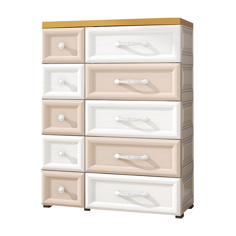 Modern Style Non-Hanging Armoire Plastic Home Cabinet with 10 Drawers
