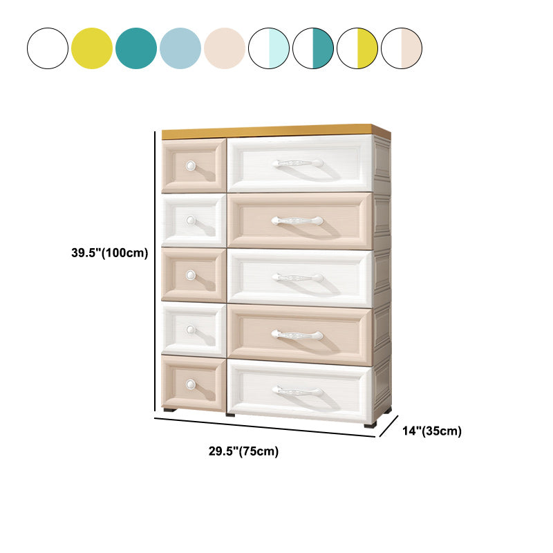 Modern Style Non-Hanging Armoire Plastic Home Cabinet with 10 Drawers
