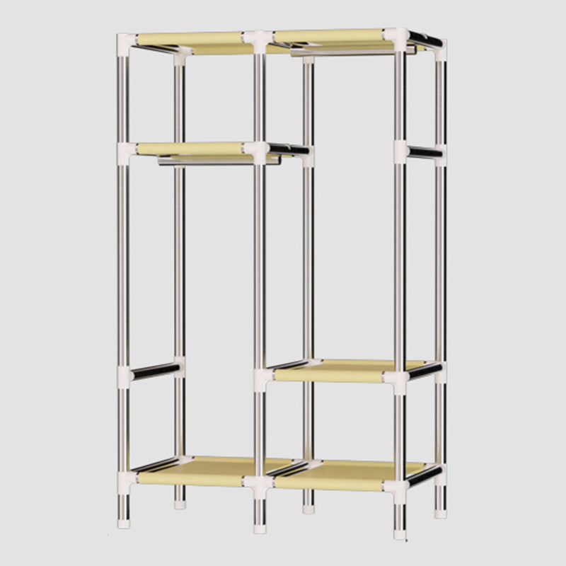 Silver Metal Frame Wardrobe Modern Style Wardrobe Armoire for Bedroom