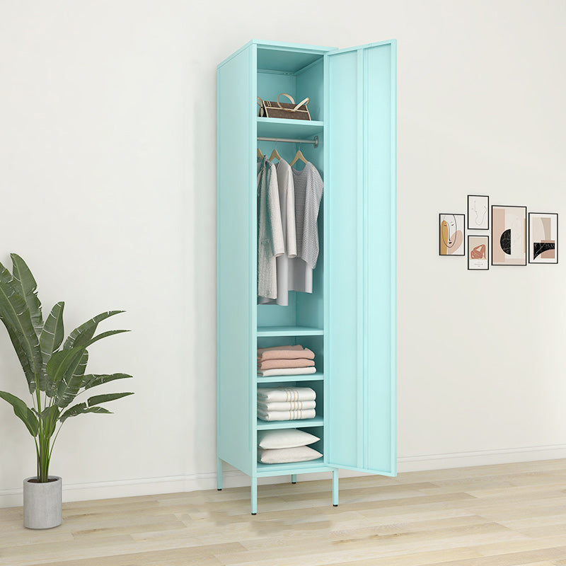 Matte Finish Cabinet with Garment Rod Contemporary Metal Storage Cabinet with Hinged Door