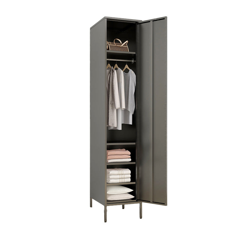 Matte Finish Cabinet with Garment Rod Contemporary Metal Storage Cabinet with Hinged Door