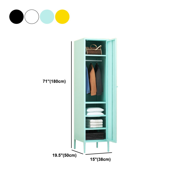 Matte Finish Cabinet with Garment Rod Contemporary Metal Storage Cabinet with Hinged Door