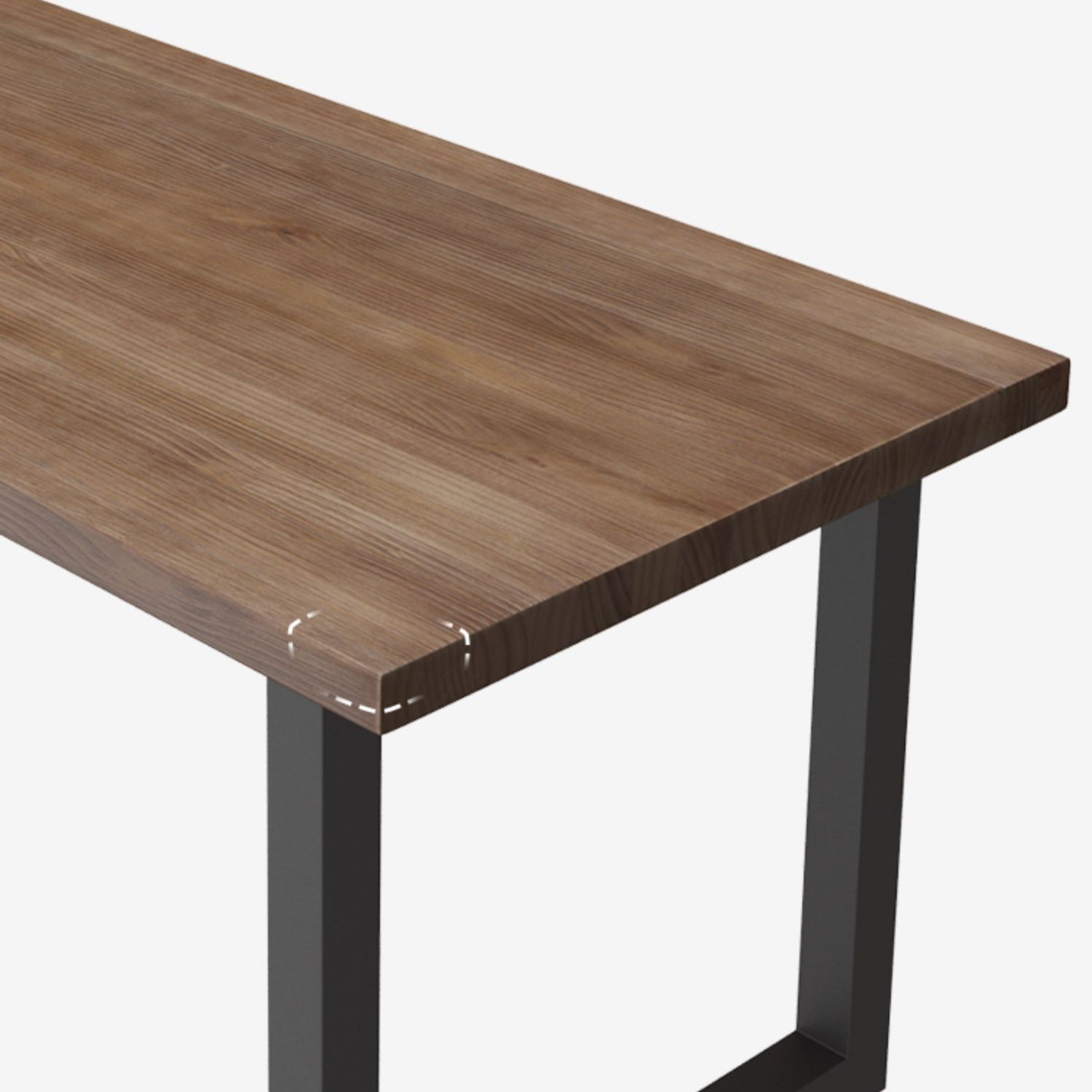 Modern Rectangular Writing Desk Brown Pine Wood Top Black Base Desk