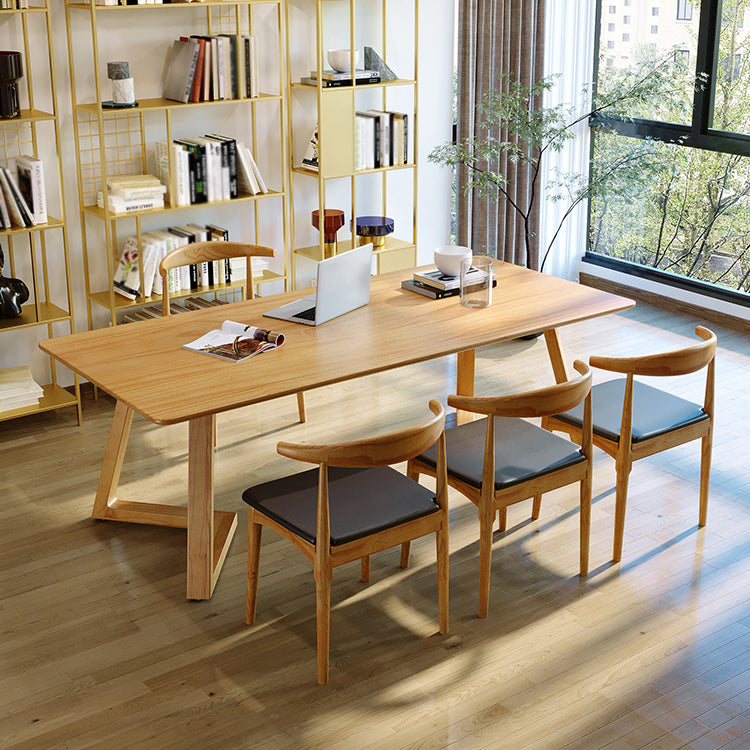 Modern Style Sled Office Desk Rectangular Solid Wood Writing Desk