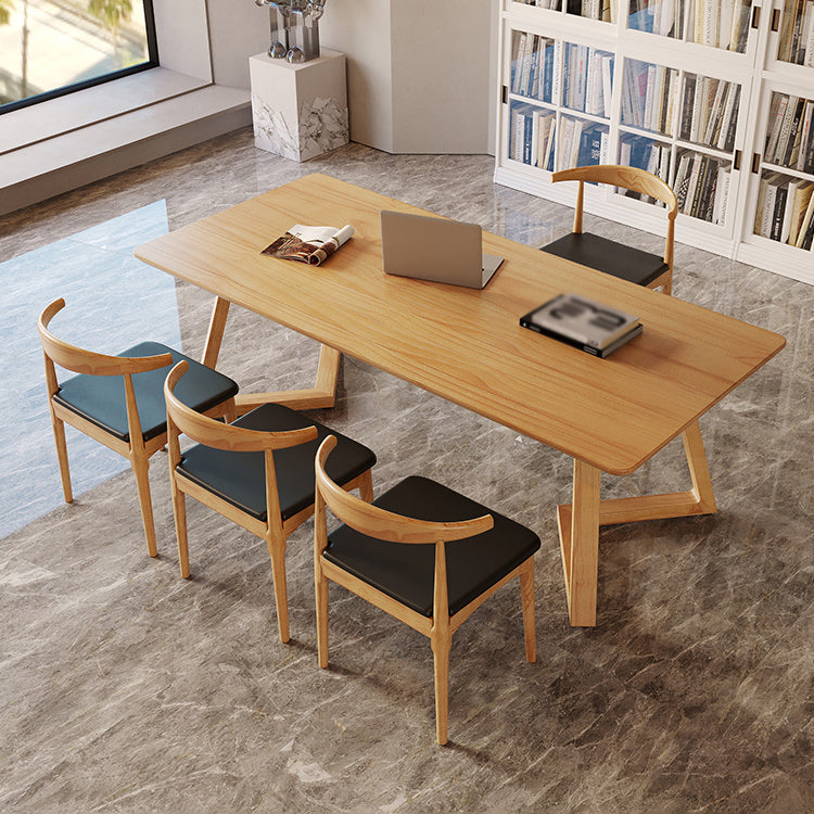 Modern Style Sled Office Desk Rectangular Solid Wood Writing Desk