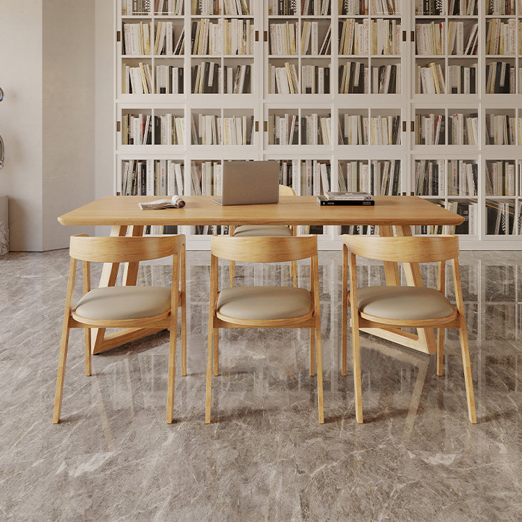 Modern Style Sled Office Desk Rectangular Solid Wood Writing Desk